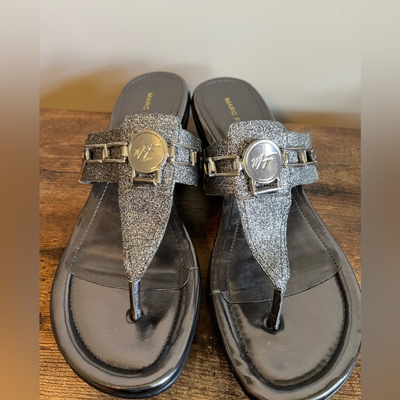Silver Glittery Marc Fisher Sandals - Picture 1 of 4